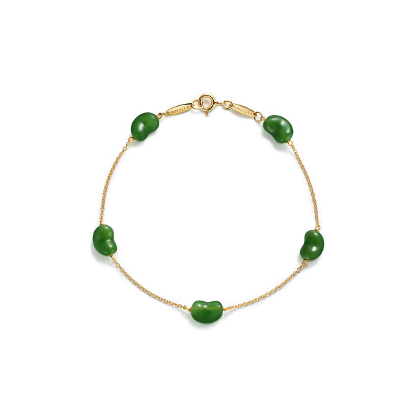 Elsa Peretti®:Bean® design Armband in Gelbgold mit grüner Jade, 9 mm