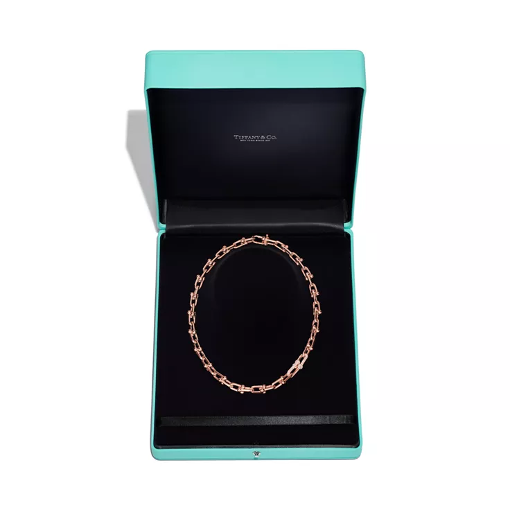 Tiffany HardWear:Medium Link Necklace in Rose Gold with Diamonds, 5