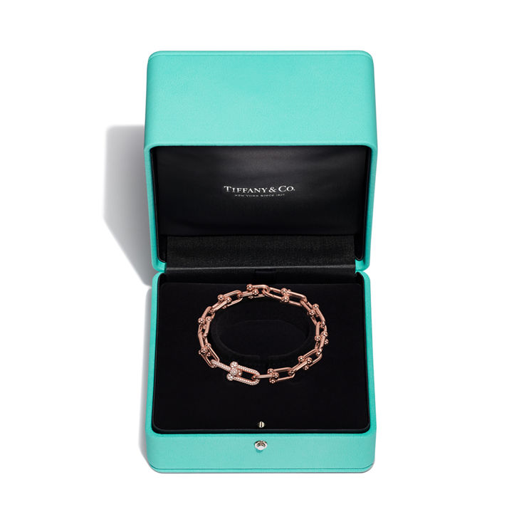 Tiffany HardWear:Armband mit mittelgroßen Gliedern in Roségold mit Diamanten Bildnummer 5