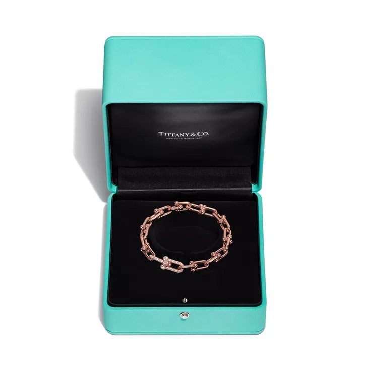 Tiffany HardWear:Medium Link Bracelet in Rose Gold with Diamonds, 5