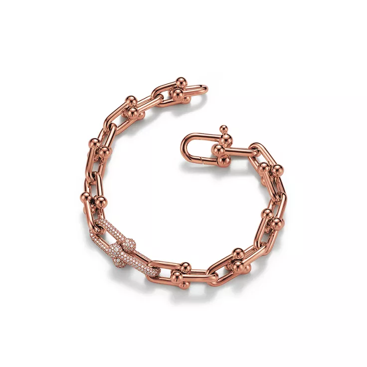 Tiffany HardWear:Medium Link Bracelet in Rose Gold with Diamonds, 4