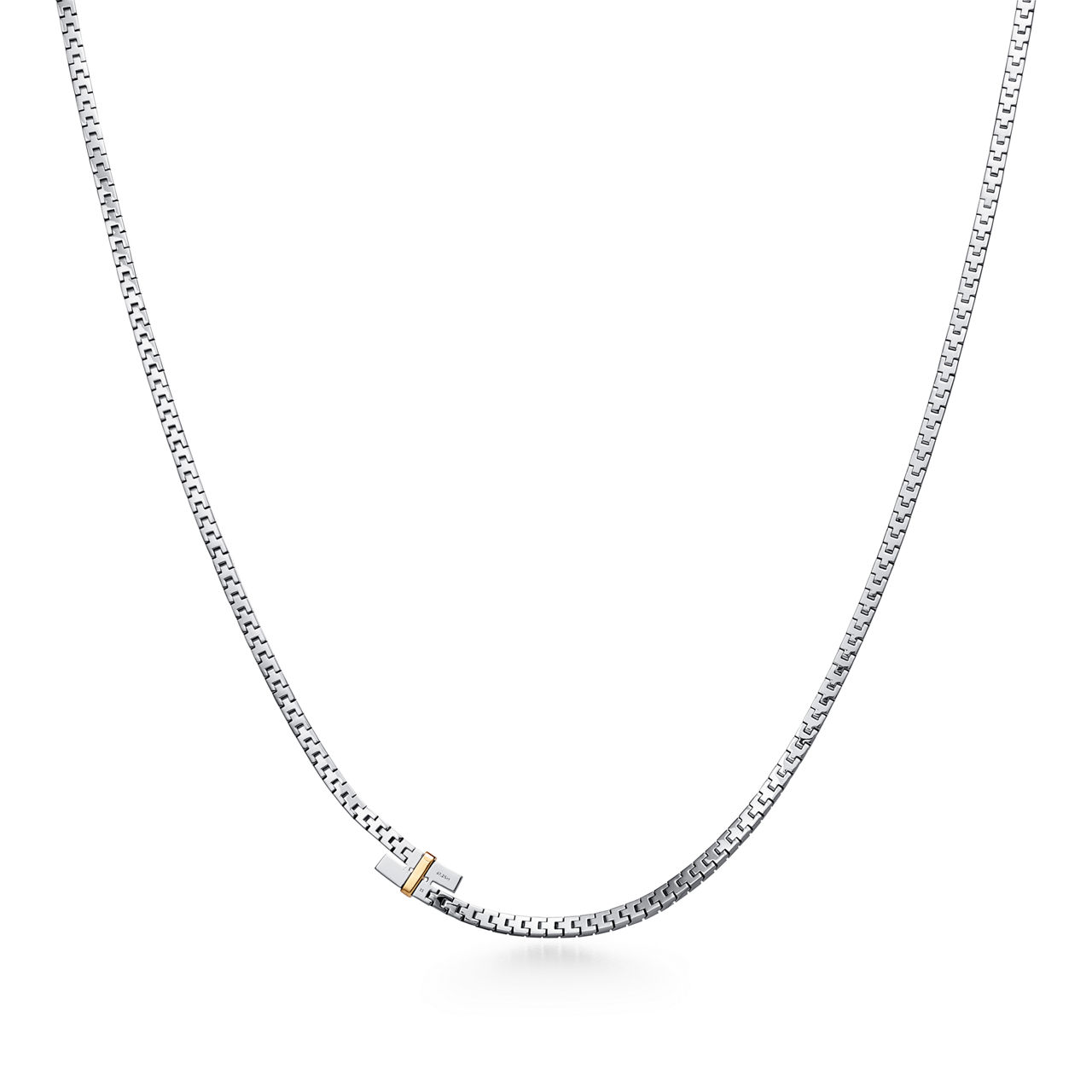 Tiffany Edge:Bypass Necklace in Platinum and Yellow Gold with Diamonds image number 3