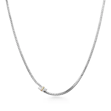 Tiffany Edge:Bypass Necklace in Platinum and Yellow Gold with Diamonds, 3