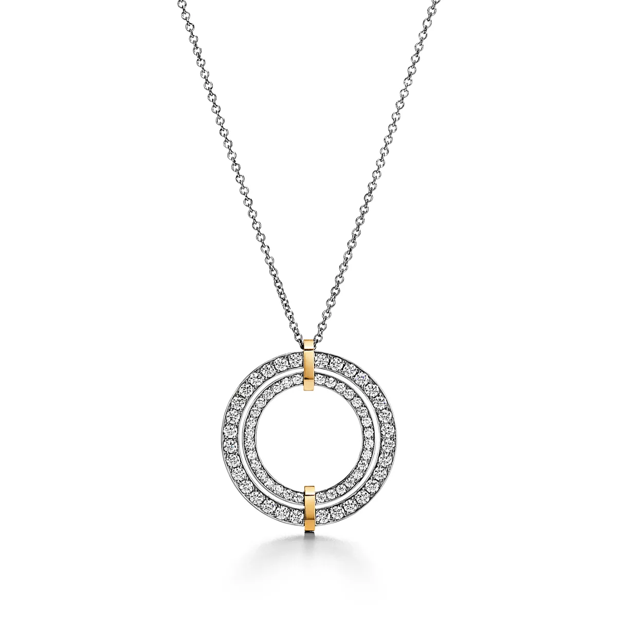 Circle Anh&auml;nger in Platin und Gelbgold mit Diamanten, Large