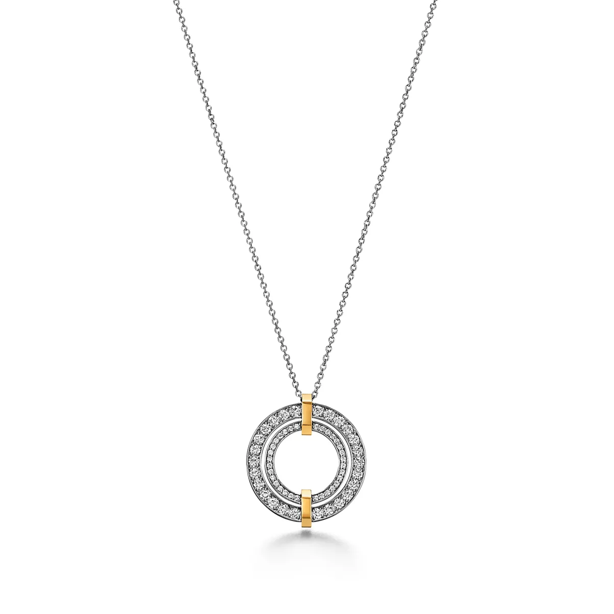 Circle Anh&auml;nger in Platin und Gelbgold mit Diamanten, Small