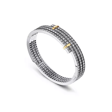 Tiffany Edge:Multi-row Bypass Bracelet in Platinum and Yellow Gold with Diamonds, 2