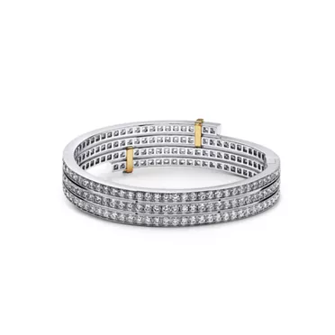 Tiffany Edge:Multi-row Bypass Bracelet in Platinum and Yellow Gold with Diamonds, 3