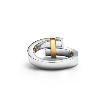 Tiffany Edge:Bypass Ring in Platinum and Yellow Gold with Diamonds, Wide, 3