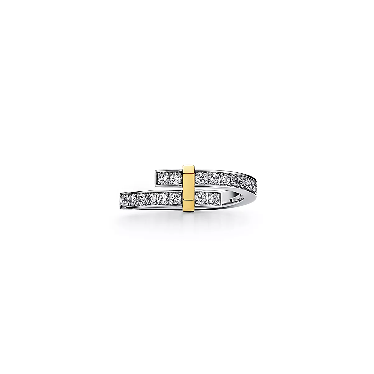 Tiffany Edge Ring 플래티늄 및 18K 옐로우 골드 라운드 브릴리언트 다이아몬드