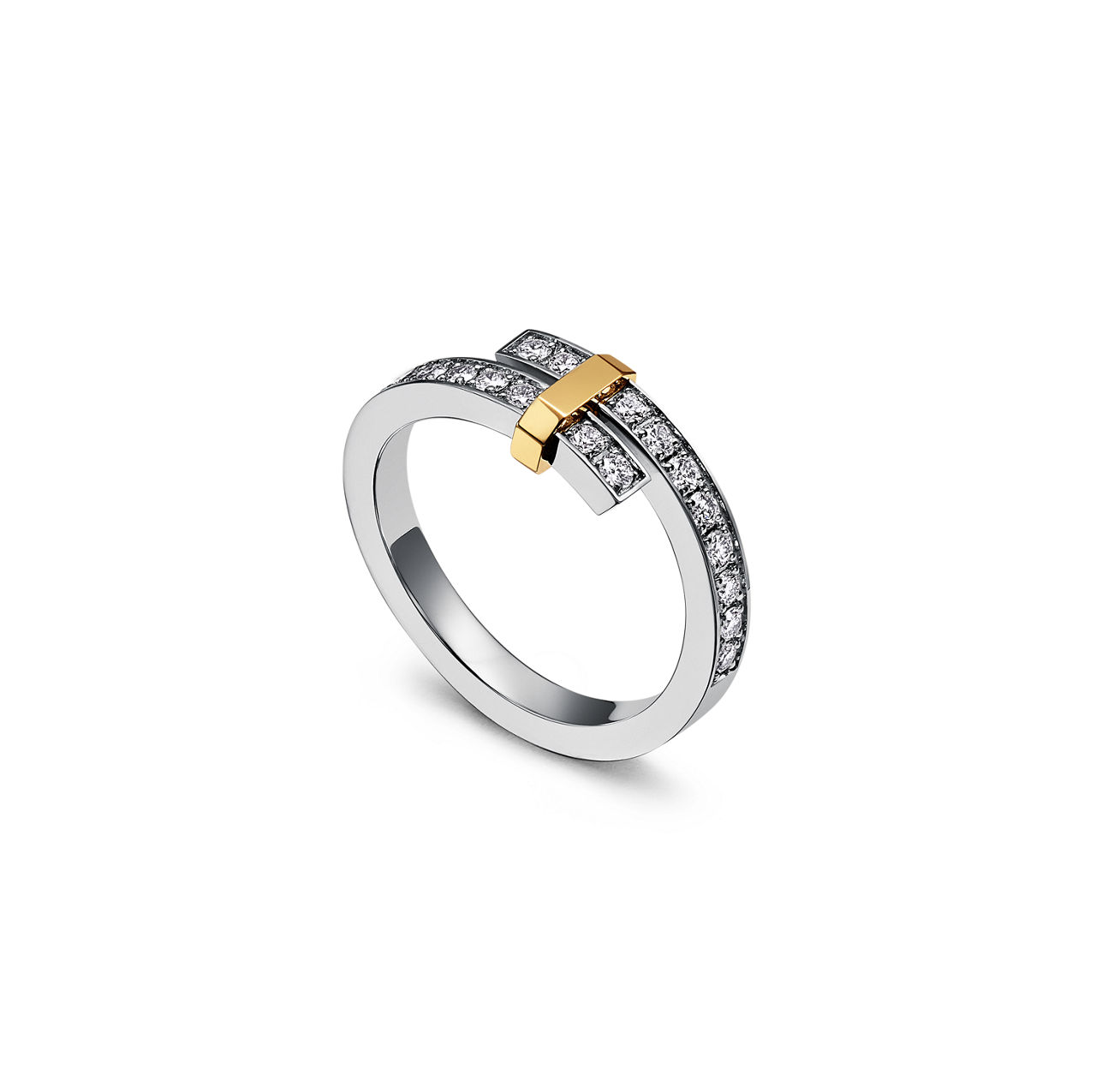 Tiffany Edge:Versetzter Ring in Platin und Gelbgold mit Diamanten, schmal Bildnummer 2