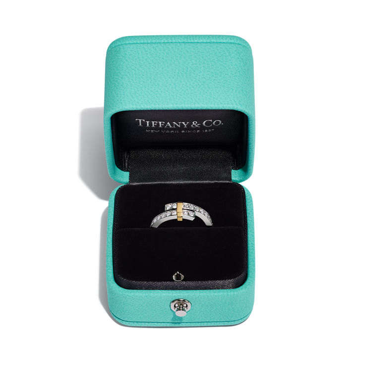 Tiffany Edge:Versetzter Ring in Platin und Gelbgold mit Diamanten, schmal Bildnummer 4