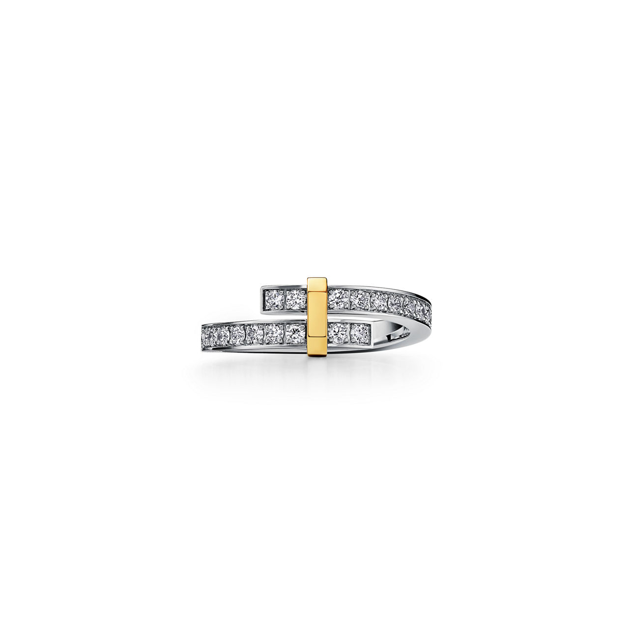 Tiffany Edge:Versetzter Ring in Platin und Gelbgold mit Diamanten, schmal Bildnummer 0