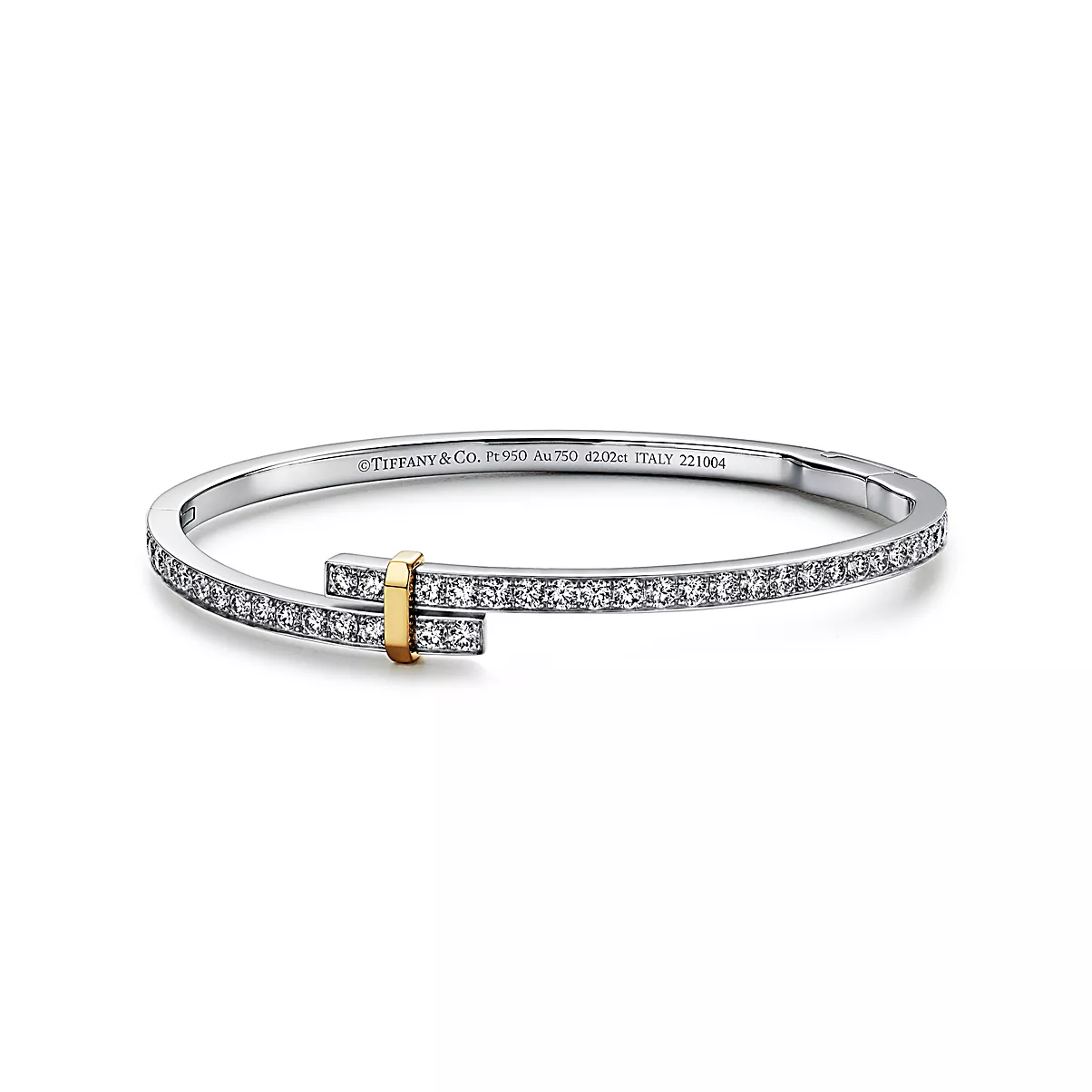 Tiffany Edge Bracelet 플래티늄 및 18K 옐로우 골드 라운드 브릴리언트 다이아몬드 PLAT/18Y