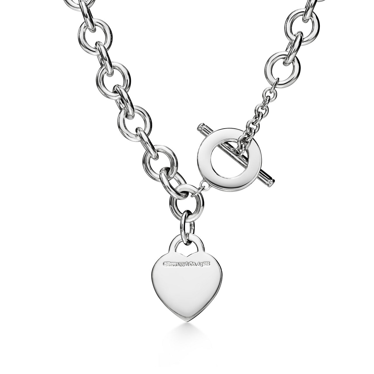 Return to Tiffany™:Heart Tag Necklace in Silver with a Diamond, Medium image number 2