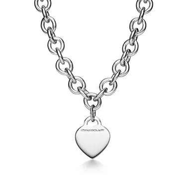 Return to Tiffany®:Heart Tag Necklace in Silver with a Diamond, Medium, 2