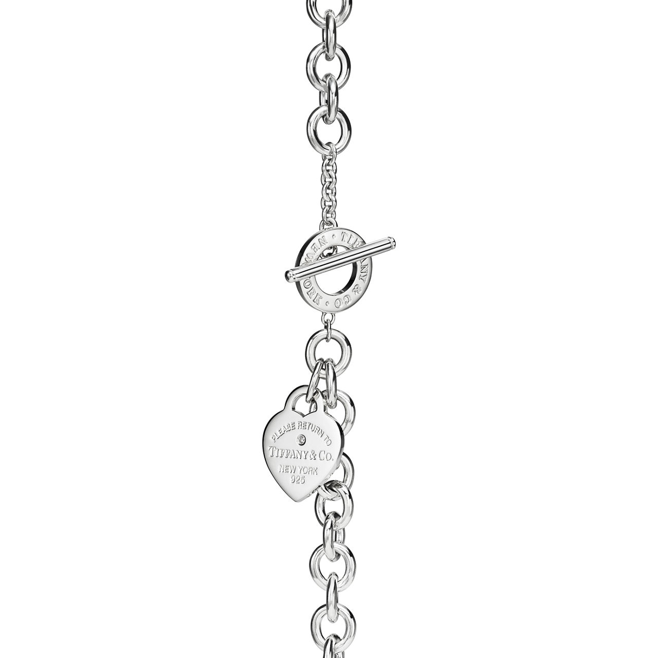 Return to Tiffany™:Heart Tag Bracelet in Silver with a Diamond, Medium image number 2