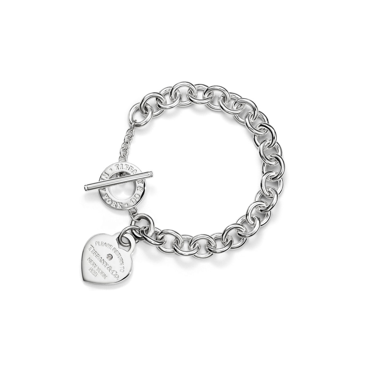 Return to Tiffany™:Heart Tag Bracelet in Silver with a Diamond, Medium image number 0