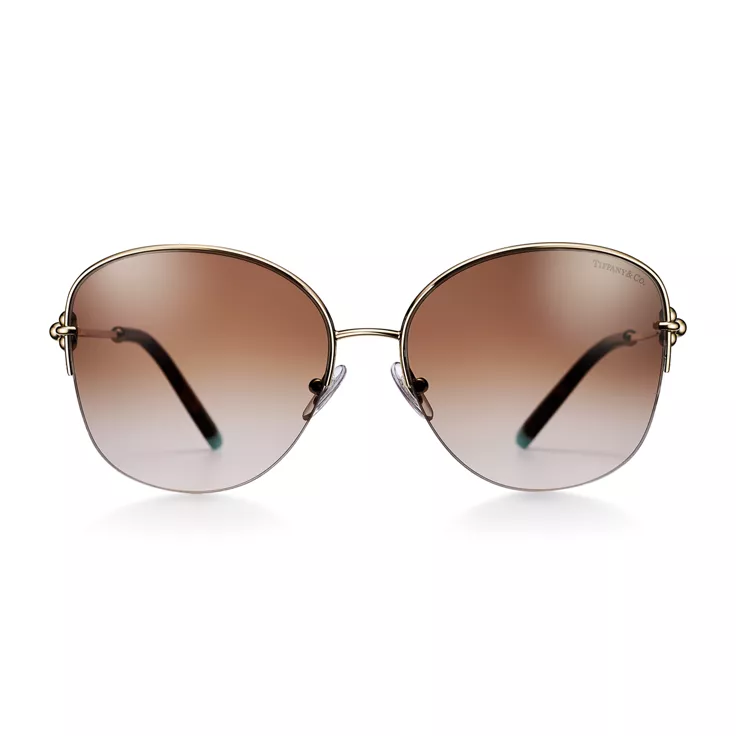 Tiffany HardWear:Sunglasses in Pale Gold-colored Metal with Brown Lenses, 1