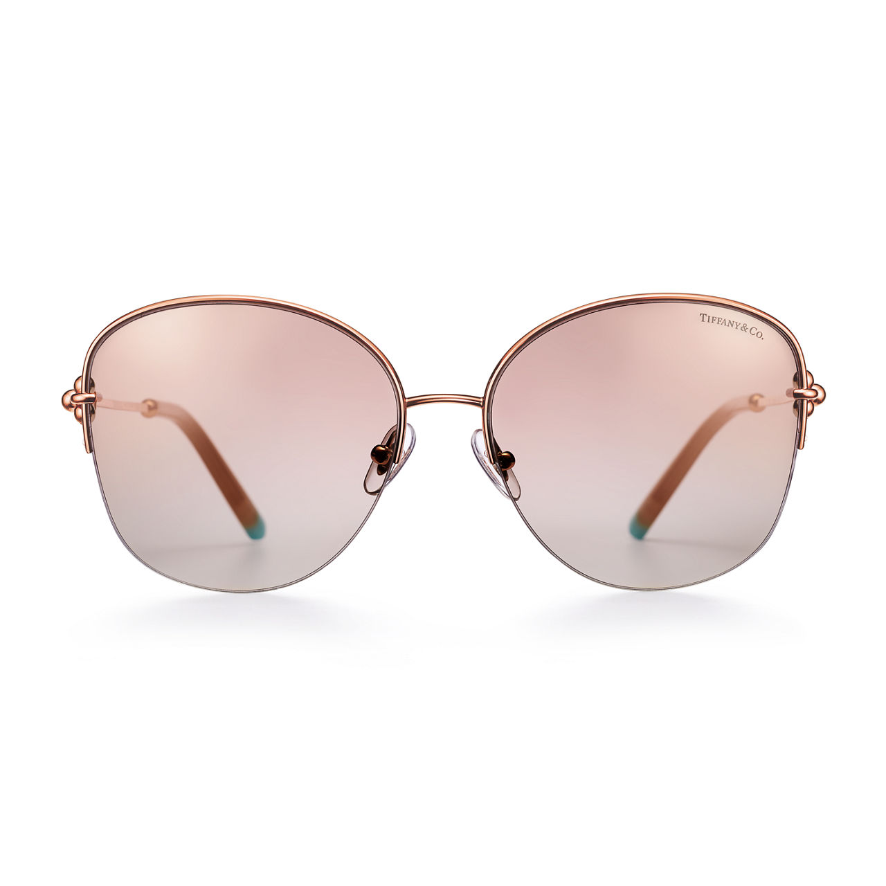 Sunglasses in Rose Gold-colored Metal with Pink Lenses