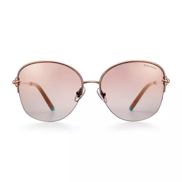 Sunglasses in Rose Gold-colored Metal with Pink Lenses