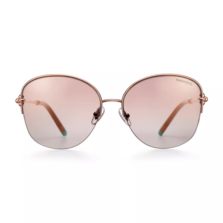 Tiffany HardWear:Sunglasses in Rose Gold-colored Metal with Pink Lenses, 1