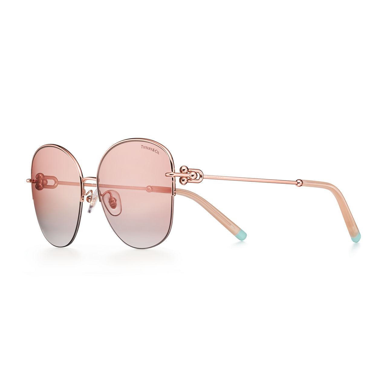 Sunglasses in Rose Gold-colored Metal with Pink Lenses