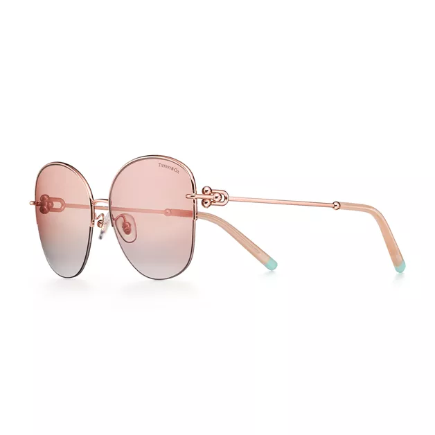Tiffany HardWear:Sunglasses in Rose Gold-colored Metal with Pink Lenses image number 0