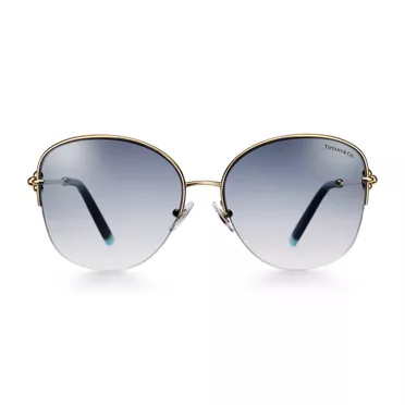 Tiffany HardWear:Sunglasses in Pale Gold-colored Metal with Blue Lenses, 3