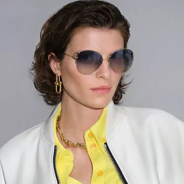 Tiffany HardWear:Sunglasses in Pale Gold-colored Metal with Blue Lenses, 2