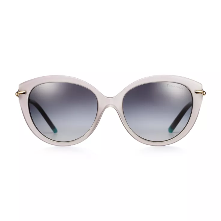 Collezione Tiffany HardWear:Occhiali da sole in acetato grigio opale con lenti grigie, 1