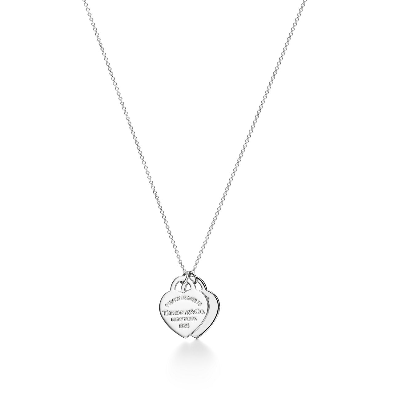 Return to Tiffany™:Blue Double Heart Tag Pendant in Silver with a Diamond, Small image number 2