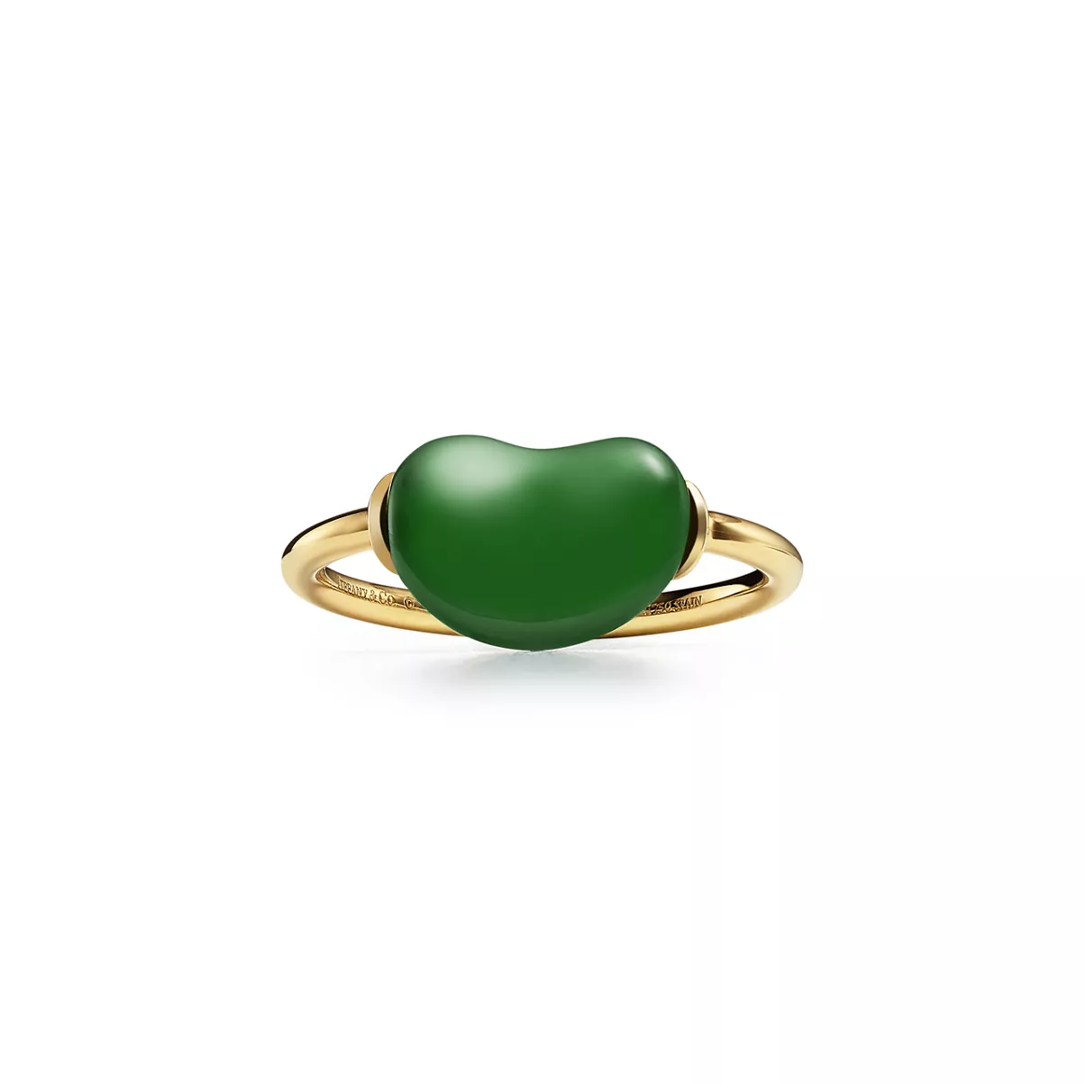 Bean&reg; design Ring in Yellow Gold with Green Nephrite Jade