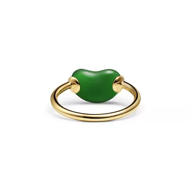 Elsa Peretti®:Bean design Ring in Yellow Gold with Green Nephrite Jade, 3