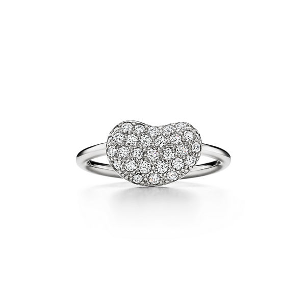 Elsa Peretti®:Bean Design Wire Ring in Platin mit Pavé-Diamanten, 12 mm