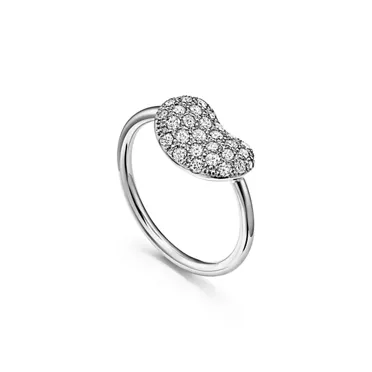 Elsa Peretti&reg;:Bean design Wire Ring in Platinum with Pav&eacute; DIamonds, 12 mm, 2