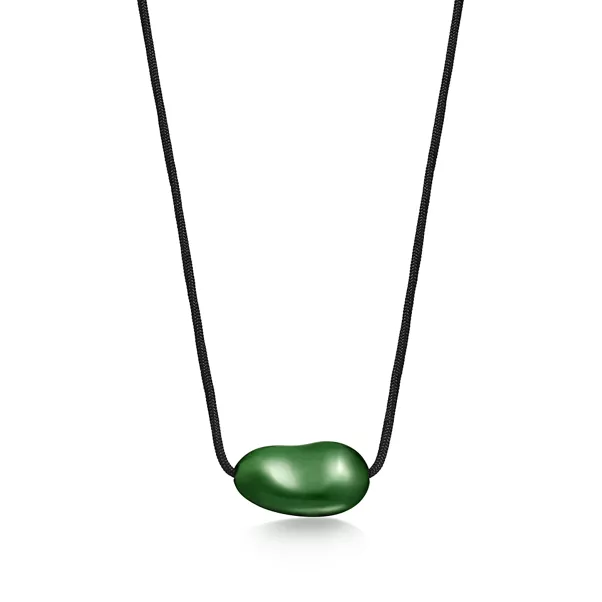 Bean Design Anhänger mit grüner Jade, 29 x 50 mm