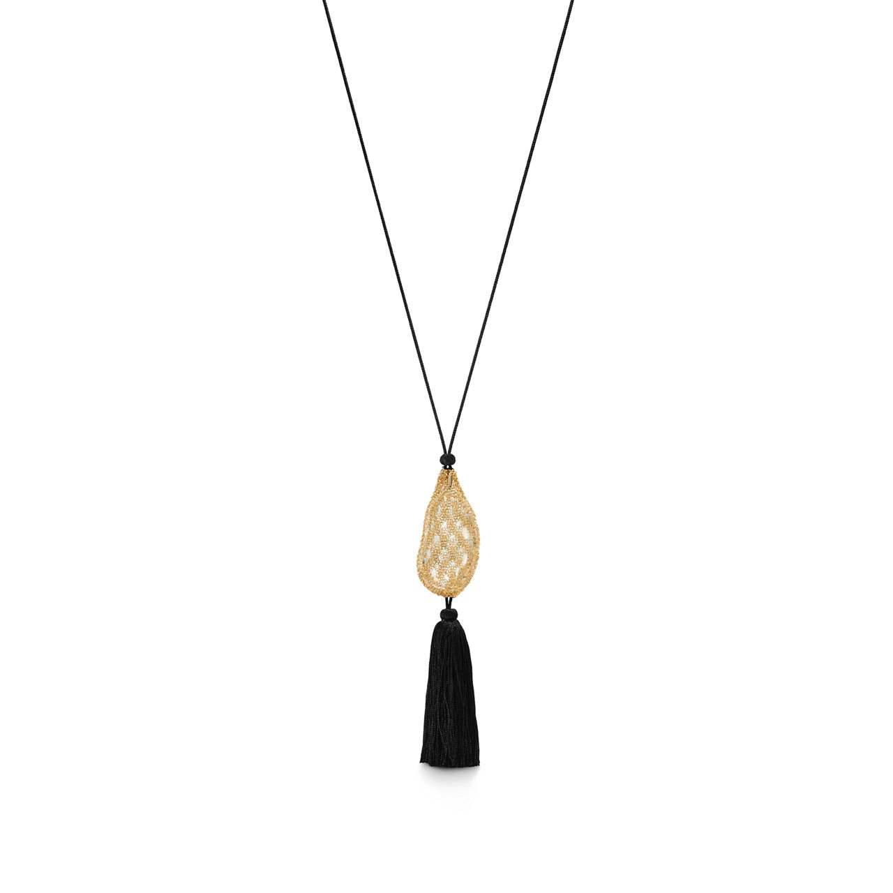 Elsa Peretti® Bean design:Necklace of Rock Crystal with Yellow Gold image number 2