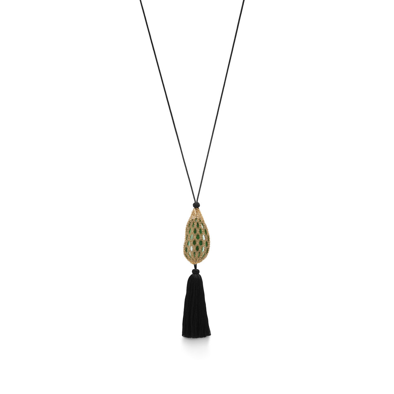 Elsa Peretti® Bean® design:Necklace of Green Jade with Yellow Gold, 29 x 50 mm image number 2