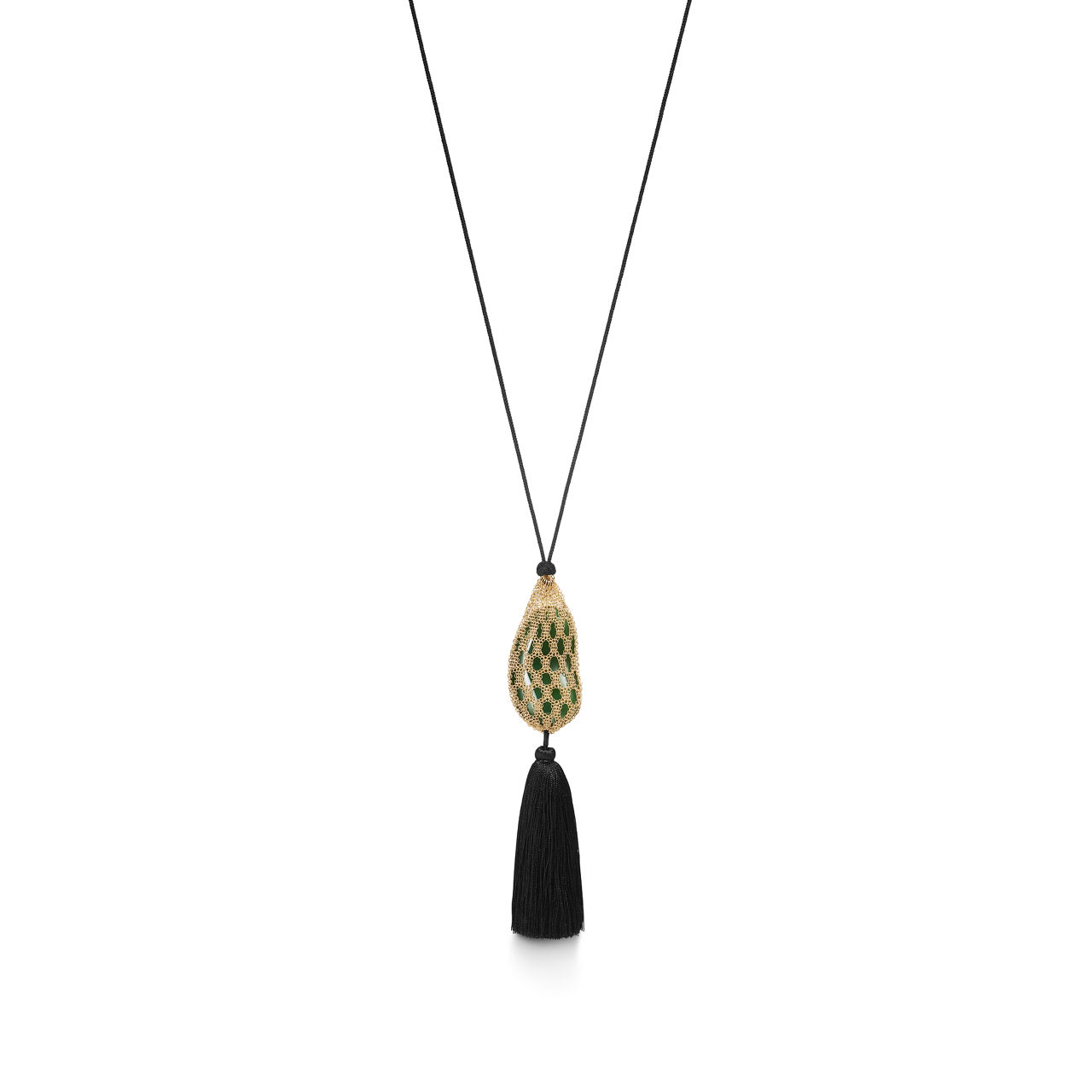 Necklace of Green Jade with Yellow Gold, 29 x 50 mm