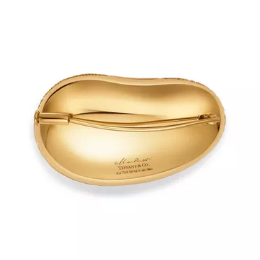 Elsa Peretti®:Bean® design Brooch in Yellow Gold with Pavé Diamonds, 3