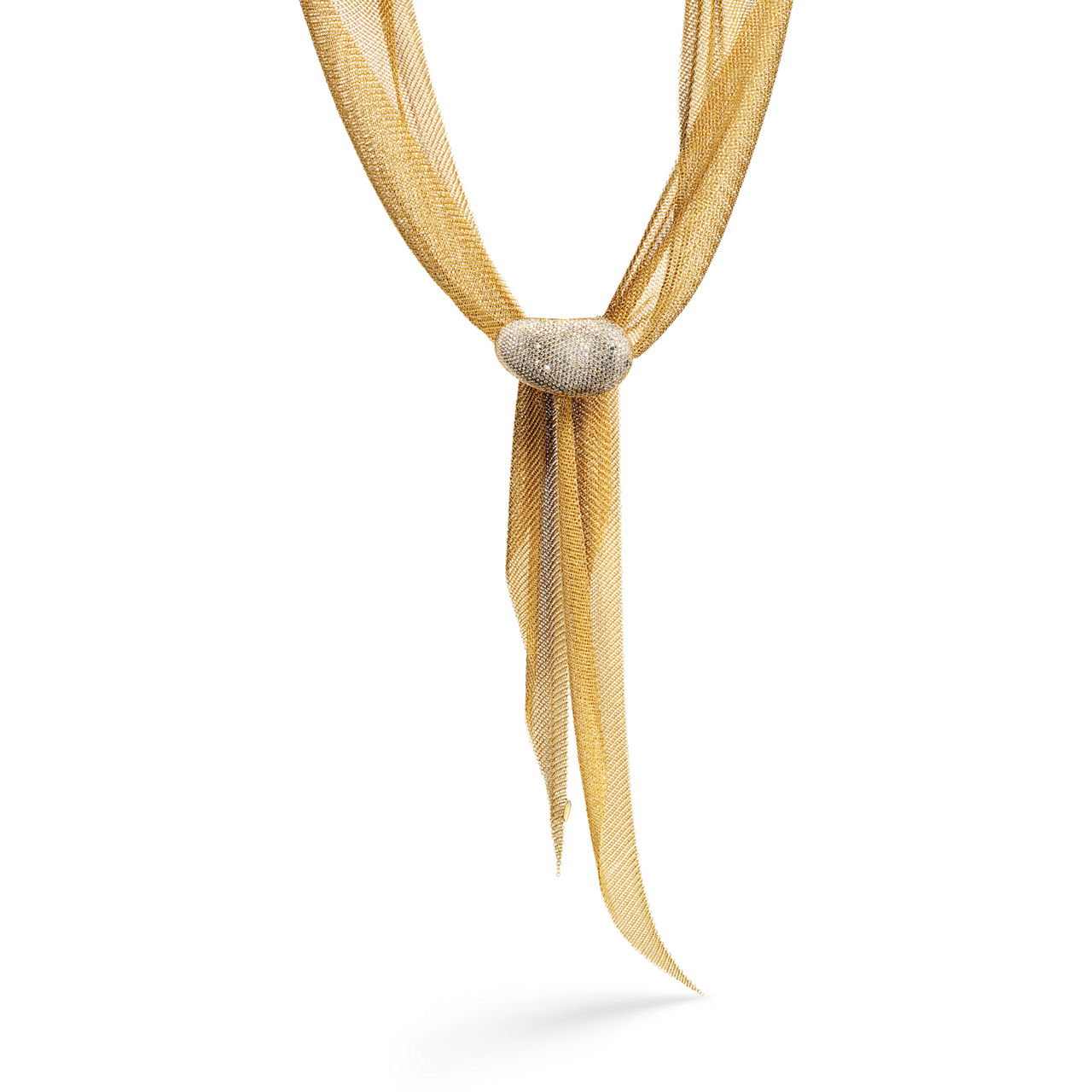 Elsa Peretti®:Bean® design Brooch in Yellow Gold with Pavé Diamonds image number 7