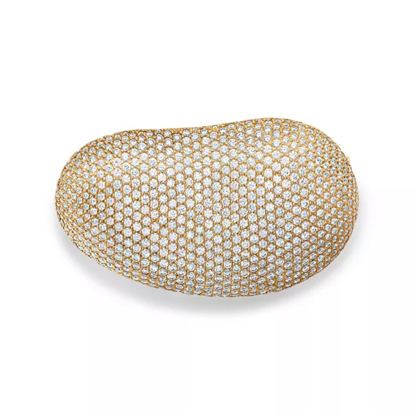 Bean design Brosche in Gelbgold mit Pavé-Diamanten