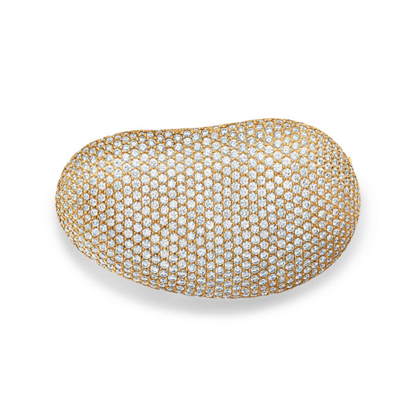 Elsa Peretti®:Bean design Brosche in Gelbgold mit Pavé-Diamanten