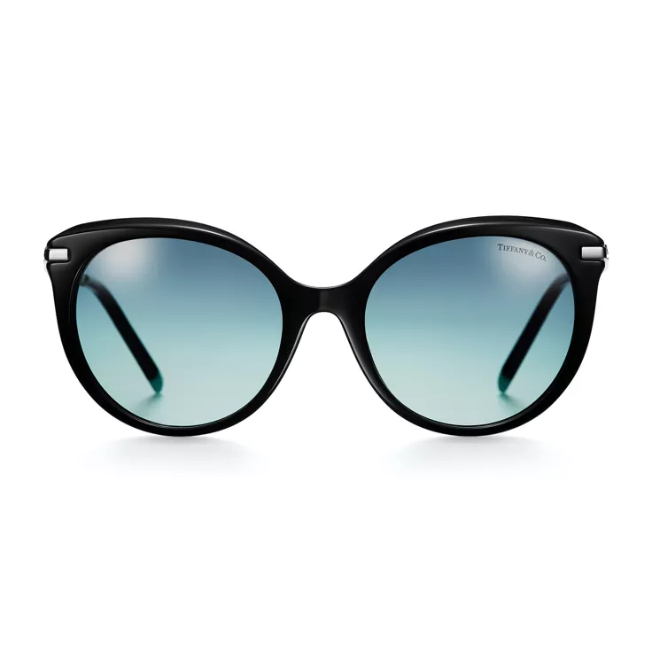 Tiffany Victoria®:Sunglasses in Black Acetate with Gradient Tiffany Blue® Lenses, 1