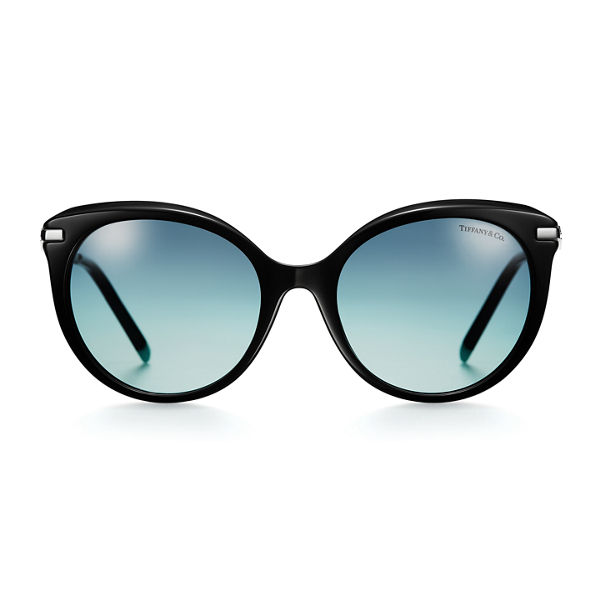 Tiffany Victoria®:Sonnenbrille aus schwarzem Acetat mit Gläsern mit Farbverlauf in Tiffany Blue®