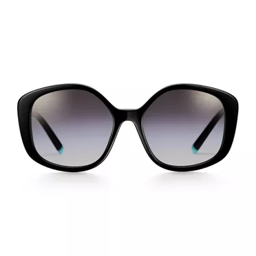 Diamond Point:Sunglasses in Black Acetate with Gradient Gray Lenses, 2