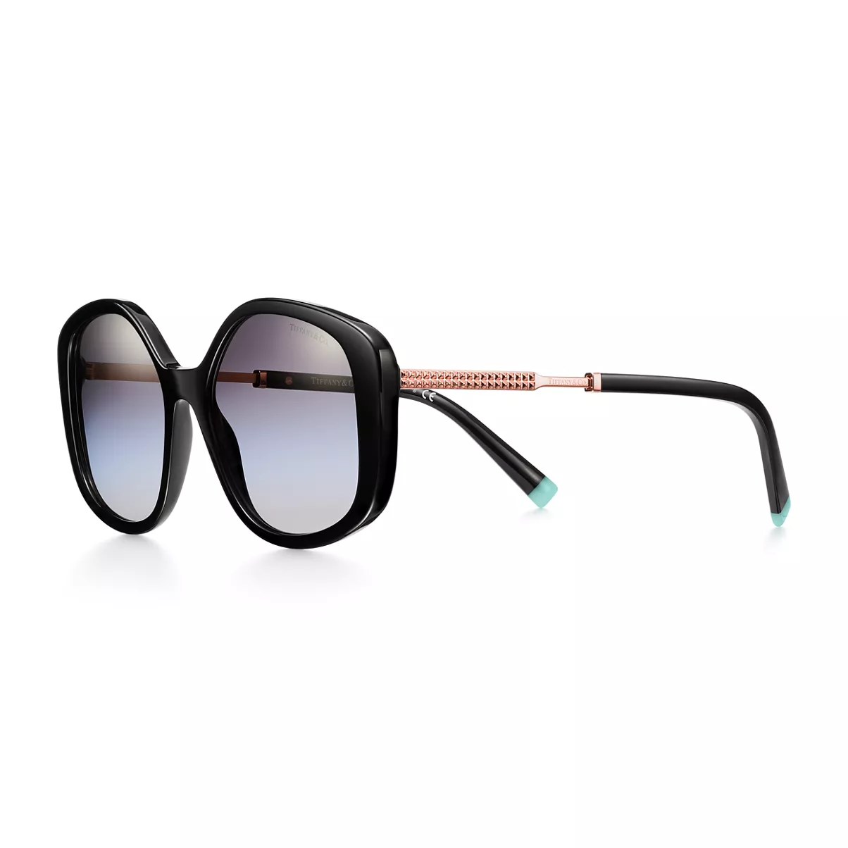 Sunglasses in Black Acetate with Gradient Gray Lenses