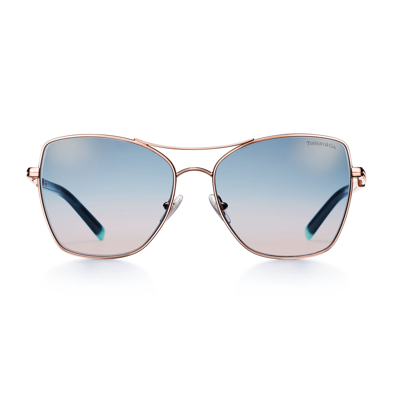 Sunglasses in Rose Gold-colored Metal with Brown and Blue Lenses