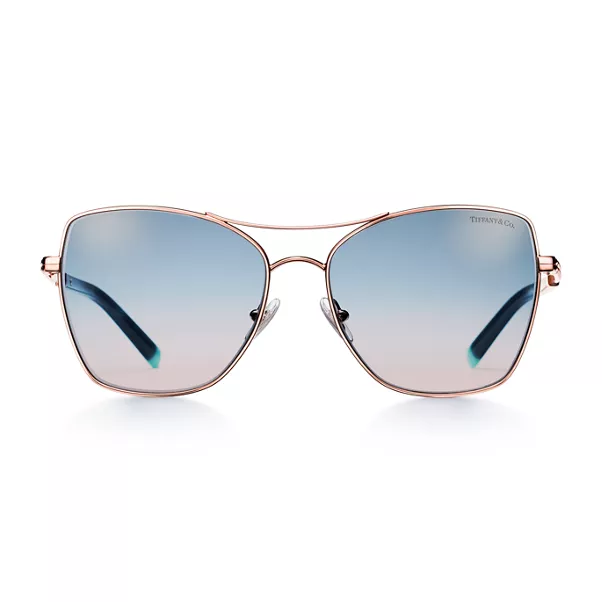 Sunglasses in Rose Gold-colored Metal with Brown and Blue Lenses