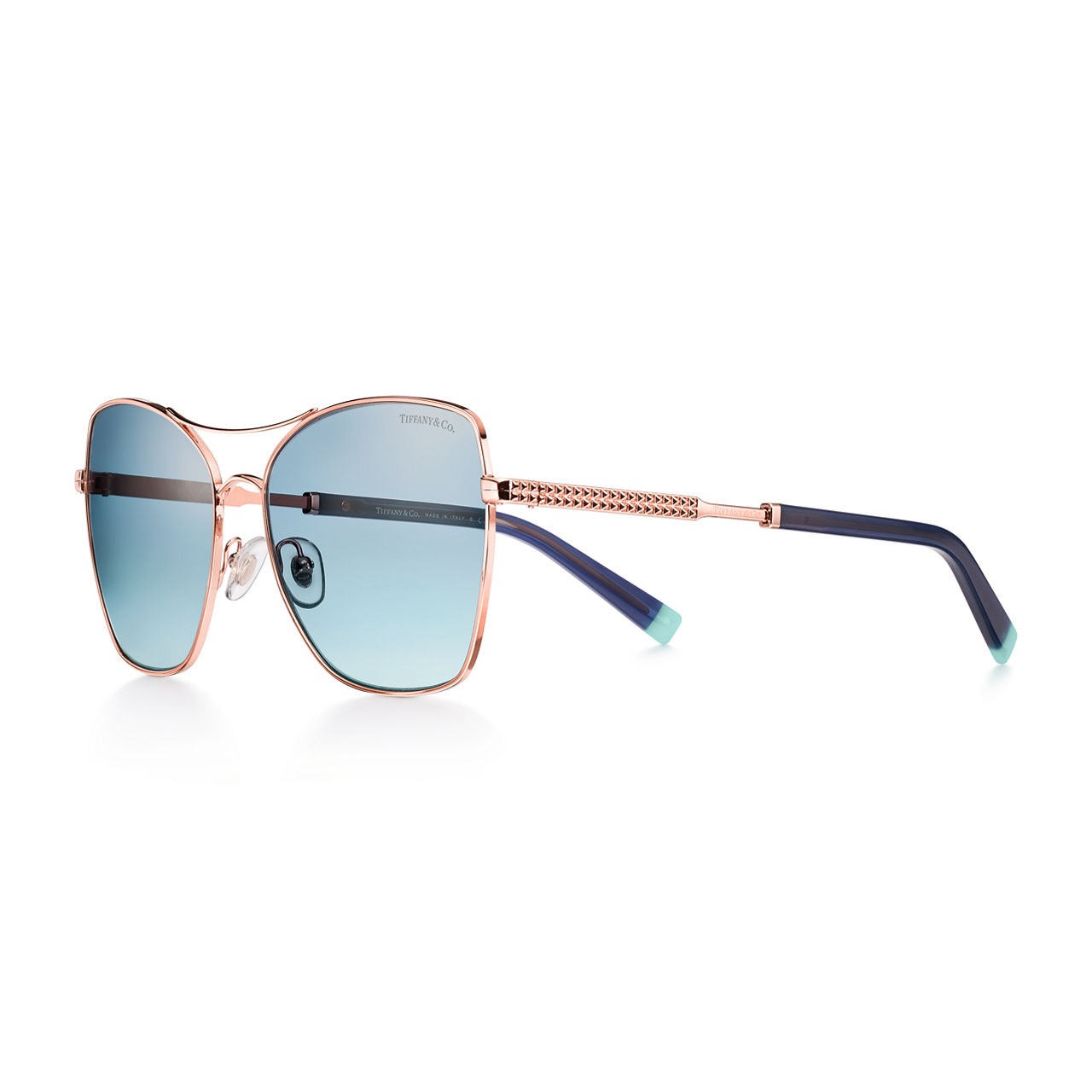 Sunglasses in Rose Gold-colored Metal with Brown and Blue Lenses
